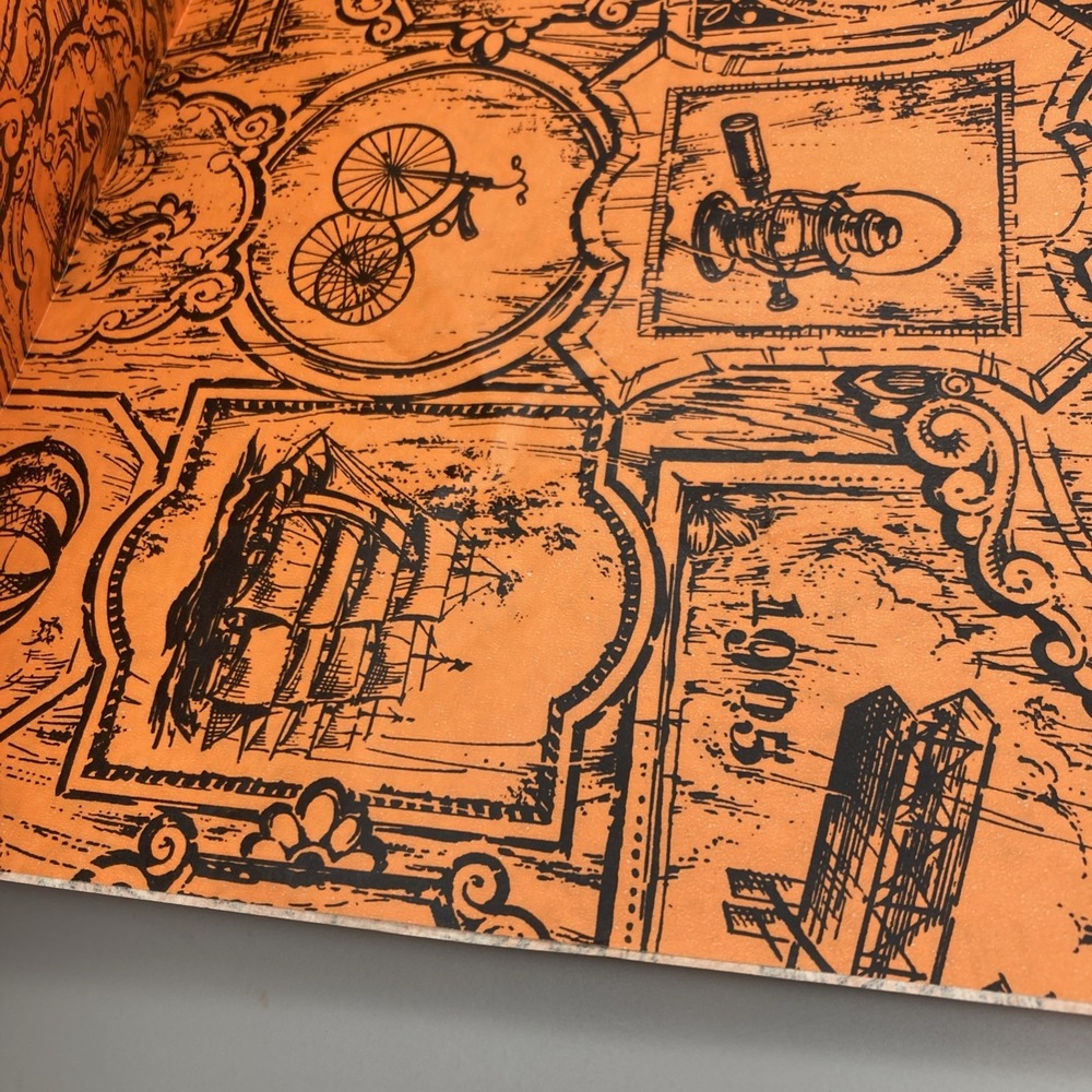 Vintage 1 Sheet 20"x30" Modes Of Transportation Gift Wrap Orange Black - Picture 5 of 9